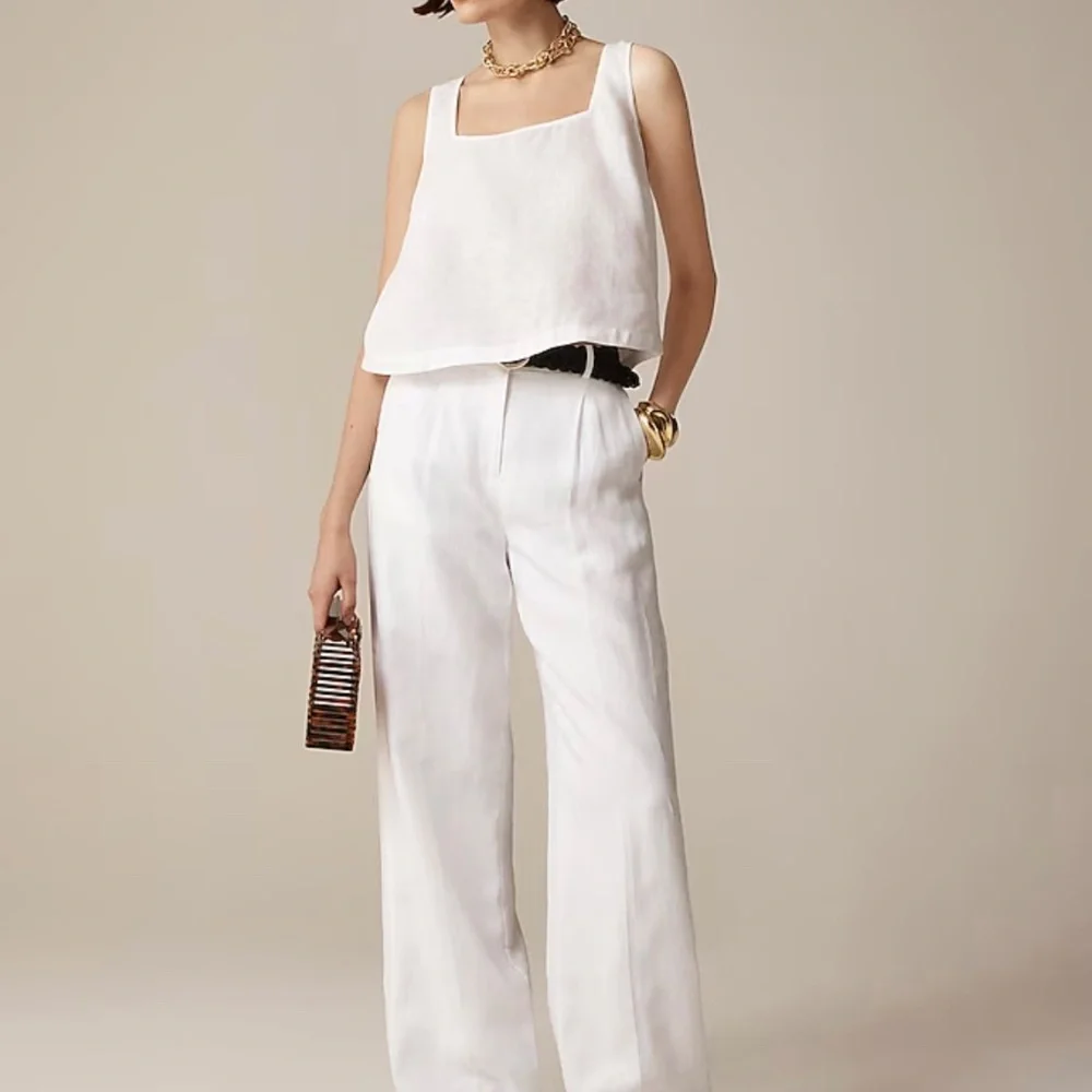 J Crew white Squareneck button-back top in linen M NWT - Picture 2 of 8